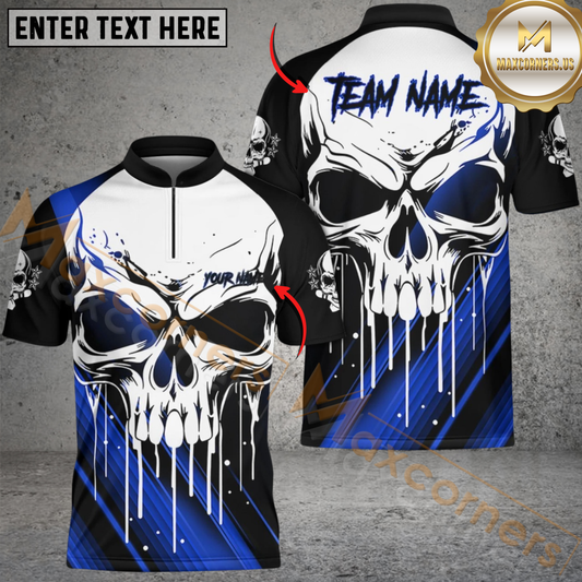 Maxcorners Bowling Skull Strike Multioptions Personalized Name, Team Name Unisex 3D Shirts