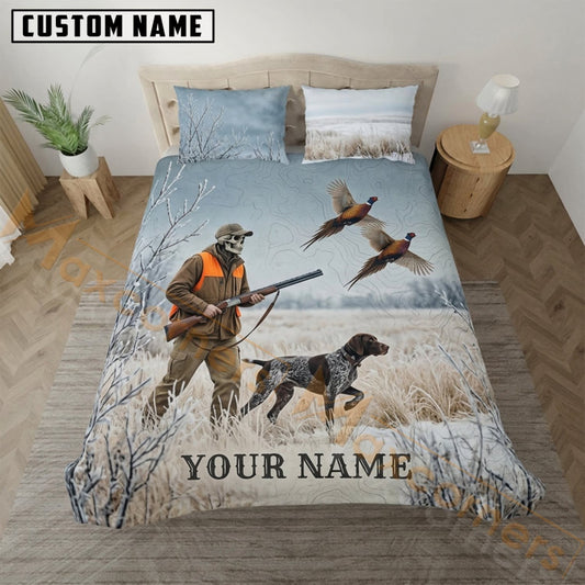 Maxcorners Duck Hunting Snow Field Hunter Bedding Set 3D Print Custom Name