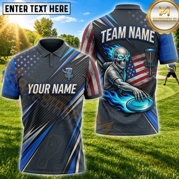 Maxcorners Disc Golf Eagle American Flag Flying Disc Personalized Name 3D Unisex Shirt