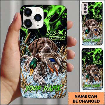 Maxcorners Duck Hunting Golden Retriever Green Lightning Water Splash Personalized Name 3D Phone Case - German Shorthaired Pointer