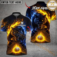 Maxcorner Blazing Wolf Strike Golf Polo Shirt Customized Name, Team Name 3D Shirts (4 Colors)