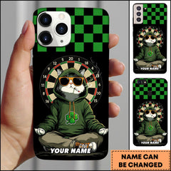 Maxcorners St Patrick’s Day Darts Lucky Cat Clover Art Personalized Name Phone Case