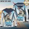 Maxcorners Fishing White Blue Camo Sport Custom Name & Team Name 3D Shirts