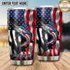 Maxcorners Fishing Tumbler Waving American Flag Action Design Personalized Name Tumbler (13 Species)