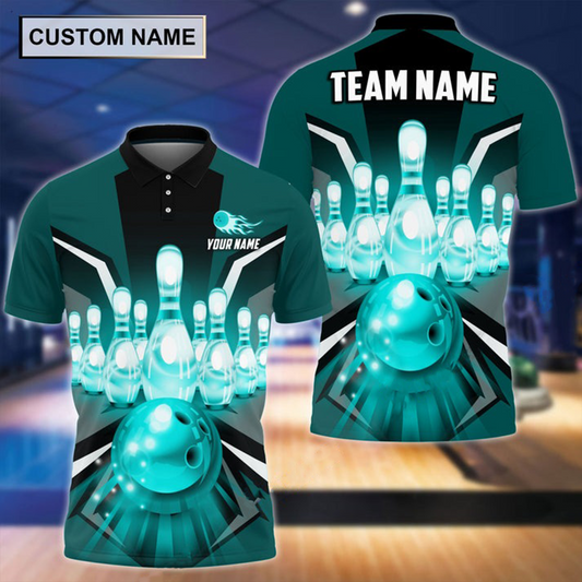 Maxcorners Tornado Pattern Bowling And Pins Multicolor Option Customized Name 3D Shirt