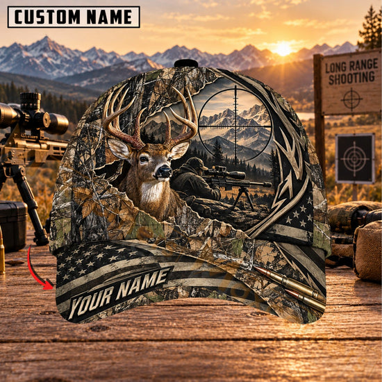 Maxcorners Long Range Shooting Woodland Buck Camo Personalized Name 3D Cap