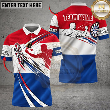 Maxcorners Darts Netherlands Flag Eagle Claw Personalized Name 3D Unisex Shirt