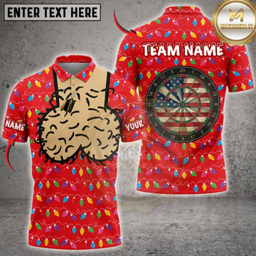 Maxcorners Darts Funny Christmas Red Sweater Cartoon Graphic Personalized Name 3D Unisex Shirt