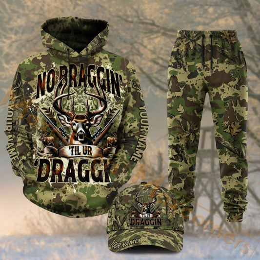 Maxcorners Hunting No Bragging Just Dragging Deer Antlers Camo Personalized 3D Shirts