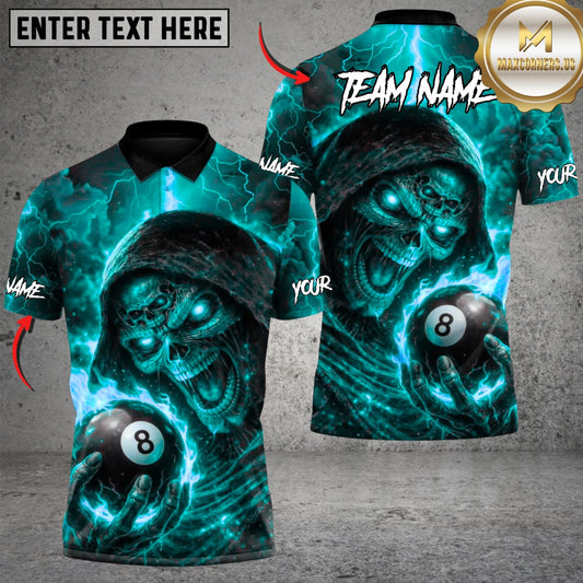 Maxcorners Billiard Hellfire Grim Reaper Multicolor Customized Name, Team Name 3D Shirt