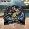 Maxcorners Fishing Skull Fisherman American Flag Personalized 3D Cap