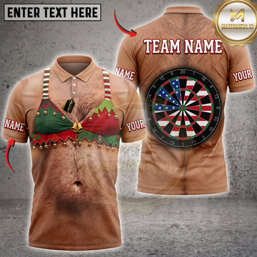 Maxcorners Darts Funny Muscular Body Green Christmas Bikini Classic Dartboard Personalized Name 3D Unisex Shirt