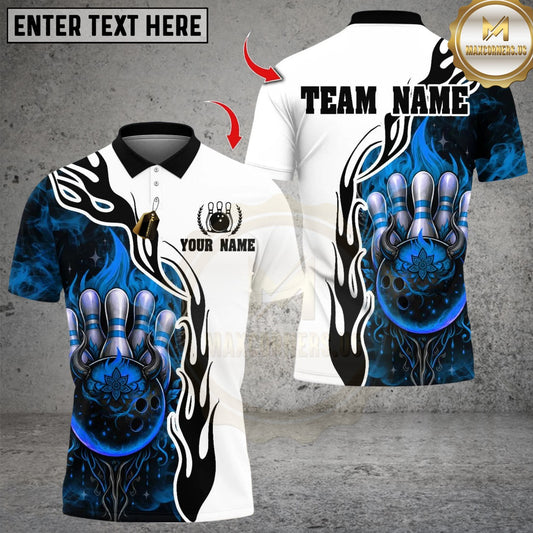 Maxcorners Bowling Flame Strike Ball Multicolor Customized Name, Team Name 3D Shirts