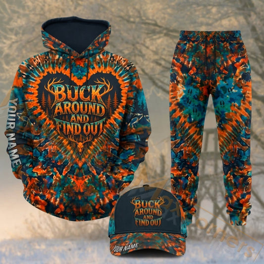 Maxcorners Hunting Buck Around And Find Out Orange Blue Camo Personalized 3D Shirts