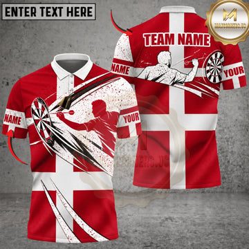 Maxcorners Darts Denmark Flag Eagle Claw Personalized Name 3D Unisex Shirt