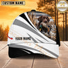 Maxcorners Dog Hunting And Duck Black White Silver Wave Marsh Personalized Name 3D Cap