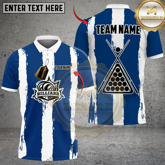 Maxcorners Billiards Classic Stripe Multicolor Customized Name, Team Name 3D Shirt