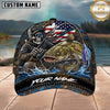 Maxcorners Fishing Skull Fisherman American Flag Personalized 3D Cap