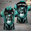 Maxcorners Golf Angry Wolf Personalized Name, Team Name 3D Shirt (6 Colors)