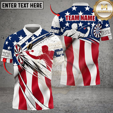 Maxcorners Darts United States Flag Eagle Claw Personalized Name 3D Unisex Shirt