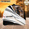 Maxcorners Dog Hunting And Duck Black White Silver Wave Marsh Personalized Name 3D Cap