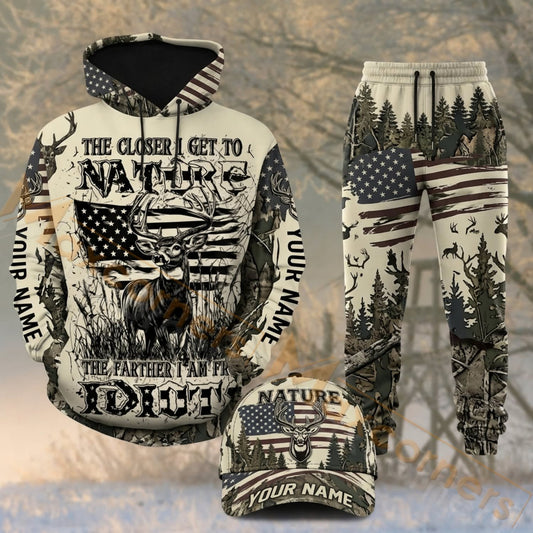 Maxcorners Hunting Nature Forest American Flag Deer Camo Personalized 3D Shirts