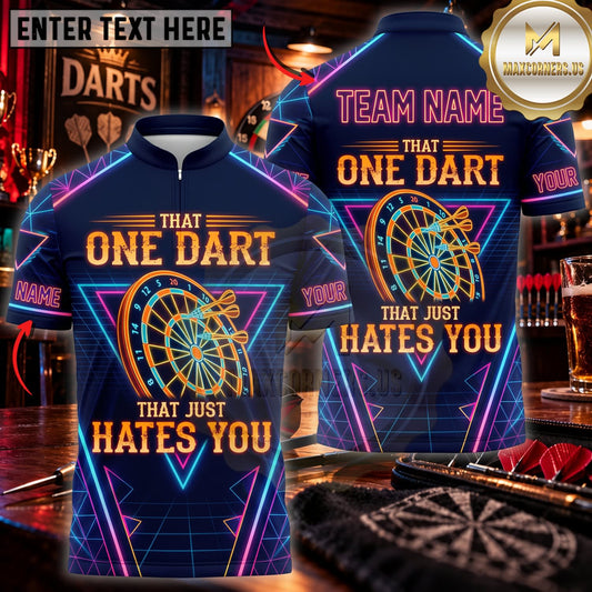 Maxcorners Darts One Dart That Hates You Funny Neon Quote Personalized Name 3D Unisex Shirt