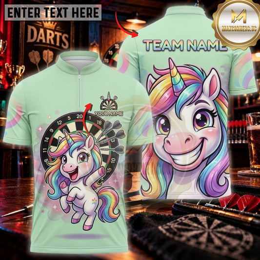 Maxcorners Darts & Unicorn and Dartboard Fantasy Graphic Multicolor Customized Name, Team Name 3D Shirts