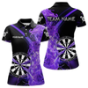 Maxcorners Custom Black And Purple Flame Darts Shirts For Men, Darts Team Jerseys Polo & Quarter Zip Uniform LM1605