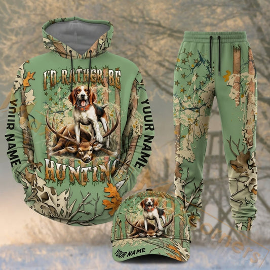 Maxcorners Hunting Deer Hunting Dog Mint Green Camo Personalized 3D Shirts