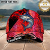 Maxcorners Fishing Red Smoke Scale Graphic Personalized Name 3D Cap (12 Fish Species)
