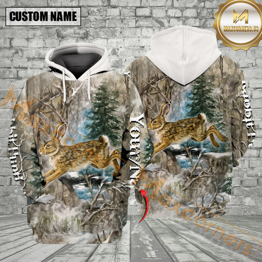 Maxcorners Vintage Winter Rabbit Hunting All Over Print Shirt Best Gift For Hunter