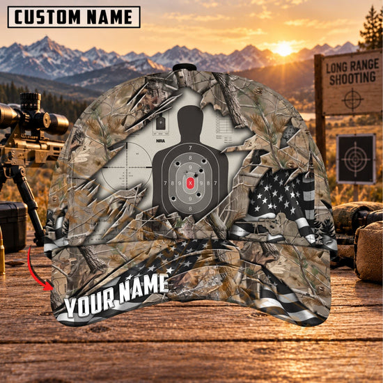 Maxcorners Long Range Shooting Camo Bullseye Target Personalized Name 3D Cap
