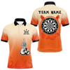 Maxcorners Men's Custom Dart Shirt With Skeleton Middle Finger Skull And Fiery Orange LM1605