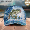 Maxcorners Fishing Ocean Bubble Artwork Personalized Name 3D Cap (12 Fish Species)