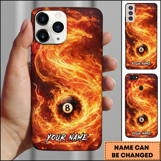Maxcorners Billiards Flaming 8 Ball Fire Phoenix Effect Personalized Name Phone Case
