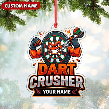 Maxcorners Darts Lover Dart Crusher Emblem, Target Board, Crossed Darts Banner Personalized Name Ornament 2D Flat