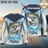 Maxcorners Fishing White Blue Camo Sport Custom Name & Team Name 3D Shirts
