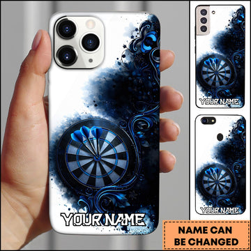 Maxcorners Darts Phonecase Blue Ink Splash Artistic Dartboard Personalized Name 3D Phone Case