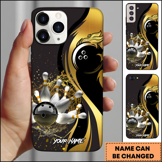Maxcorners Bowling Wave Strike Pins Multicolor Personalized Name 3D Phone Case