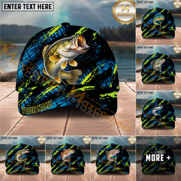 Maxcorners Fishing Neon Splash Angler Hat Personalized Name Classic 3D Cap (9 Breeds)