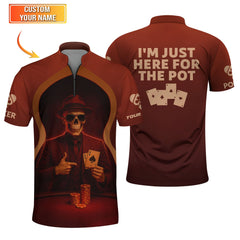 Maxcorners Custom Name Funny Poker Shirts, Skeleton Card Player Polos, Poker Shirt For Men'sLM1009
