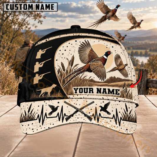 Maxcorners Upland Bird Hunting Vintage Pheasant & Grassland Personalized Name 3D Cap