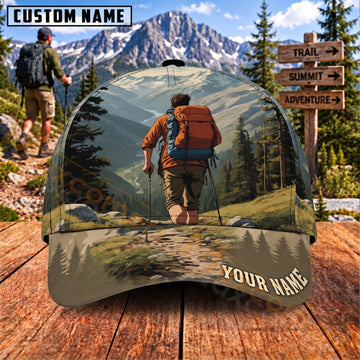 Maxcorners Hiking Mountain Backpacker Trail Adventure Personalized Name 3D Cap