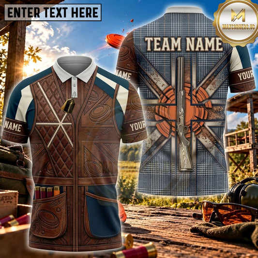 Maxcorners Clay Shooting Vintage Crossed Shotguns Vest Personalized Name 3D Unisex Shirt
