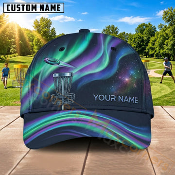 Maxcorners Disc Golf Aurora Wave Personalized Name 3D Cap
