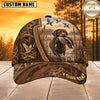 Maxcorners Dog Hunting And Duck Rustic Woodgrain Marshland Scene Multiple Options Personalized Name 3D Cap