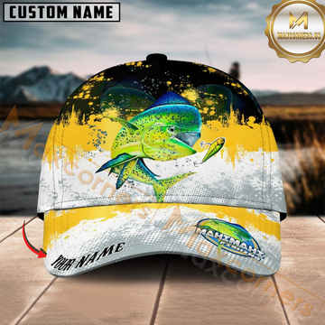 Maxcorners Fishing Yellow White Sport Pattern Personalized 3D Cap (11 Breeds)