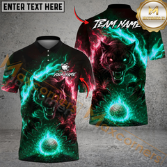 Maxcorner Blazing Wolf Strike Golf Polo Shirt Customized Name, Team Name 3D Shirts (4 Colors)