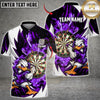 Maxcorners Darts Angry Duck Mascot Fighting Stance Dartboard Lightning Graphic Multicolor Customized Name, Team Name 3D Shirts